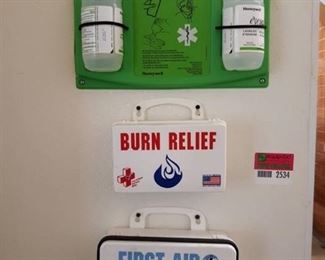 First Aid Kit, Burn Kit and Eye Wash Station