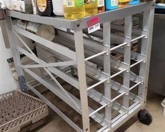 Rolling Aluminum Can Cart with Contents and Can Opener