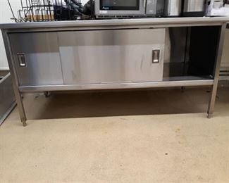 Stainless Steel Cabinet Work Table with Sliding Doors 72x36x27