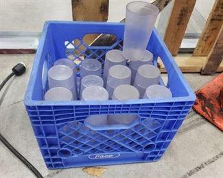 Crate of water glasses