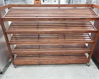 Oak wooden display cart