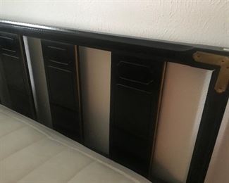 Campaign Style King Size Headboard with Matching Chest