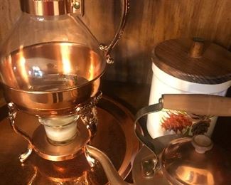 Copper Coffee Server and Vintage Copper Tea Kettle