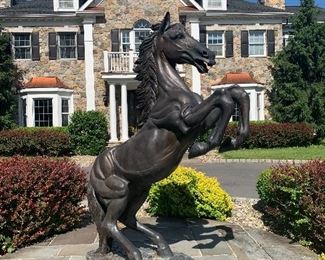 life Size Bronze Rearing Horse Statue