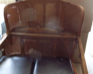 Vintage Caned Bed Footboard