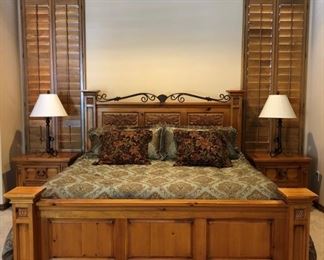 Broyhill Bedroom Suite: 3-Pc Wall Unit, King Size Bed Frame, 2 Nightstands, Dresser w Mirror MATTRESS/BS NOT FOR SALE