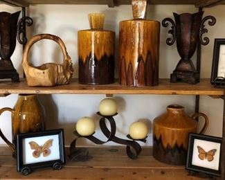 Assorted Pottery, Decor, Real Butterfly Art, La-Z-Boy Decor...