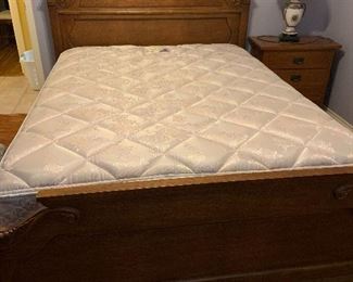 Full size wooden bed frame - headboard, footboard, and rails
Seals Posturepedic firm full size mattress