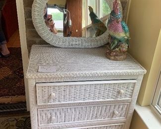 Wicker chest and mirror 