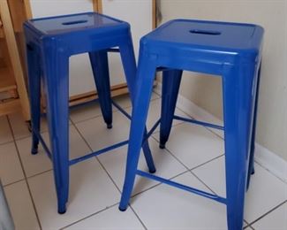 2 Metal Blue Stools