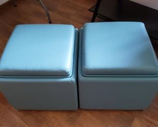 Blue Storage Ottoman 