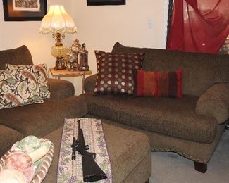 Oversized Chenille Sofa, Loveseat & Large Ottoman (Made in USA!)