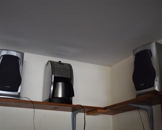 Speakers and Coffee Maker