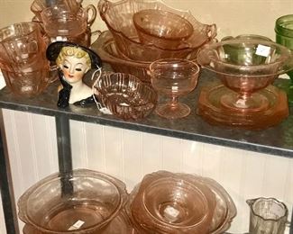 Depression Glass
Pink Clear and some Green