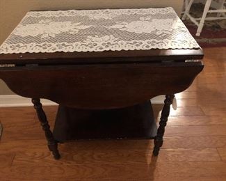 Antique drop-leaf serving table