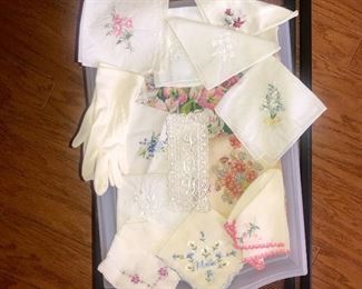 Misc hankies and glove