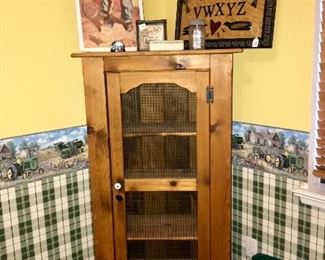 Corner pie safe cabinet