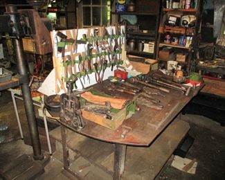 large metal table  & tools