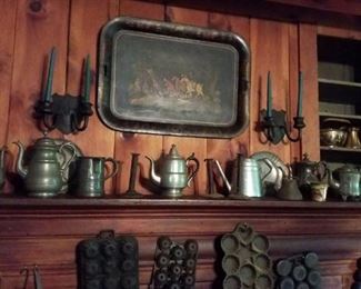 Cast iron, painted tin tray