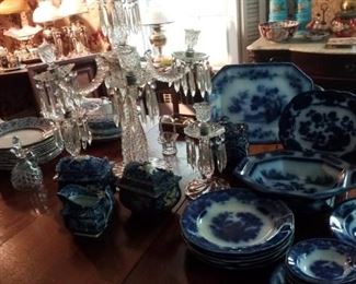 Flow blue, beautiful candelabra 