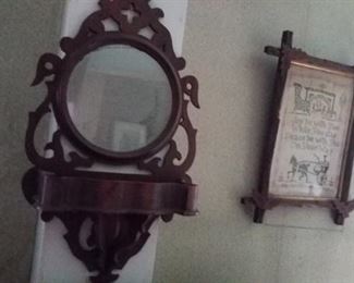 Sampler, wall mirror shelf