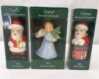 Goebel Annual Ornaments 1978, 1979, & 1982 3 Piece https://ctbids.com/#!/description/share/171521