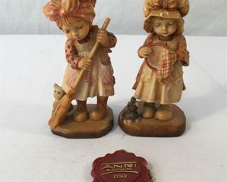 ANRI Sarah Kay Vintage Hand Carved Figurines 2 Piece #3 https://ctbids.com/#!/description/share/171540