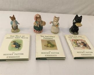 Beatrix Potter Figurines & Books 15, 16, & 17 Vintage 7 Piece https://ctbids.com/#!/description/share/171556