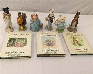 Beatrix Potter Figurines & Books 18, 19, & 20 Vintage 9 Piece https://ctbids.com/#!/description/share/171557