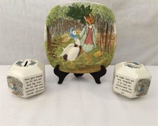 Beatrix Potter Plate & Wedgwood Coin Banks 3 Piece https://ctbids.com/#!/description/share/171559