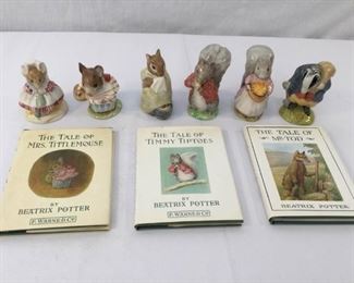 Beatrix Potter Figurines & Books 11, 12, & 13 Vintage 9 Piece https://ctbids.com/#!/description/share/171555