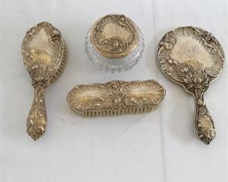 Antique Simons Brothers Art Nouveau Sterling Silver Vanity Set https://ctbids.com/#!/description/share/171769