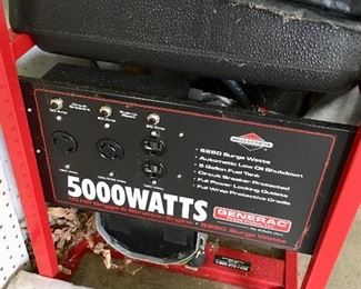 Briggs & Stratton generator. Includes appropriate attachments to hook up power to your house.