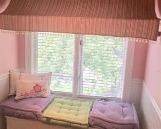 Storage chest by Stanley with Lily Pulitzer pillows, the fabric online is also for sale (two available)