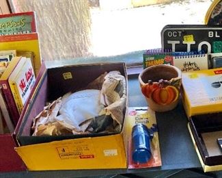 Small comic books, license plates, kodak