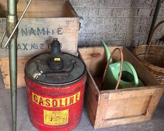 Wooden Crates, Old Gas Can