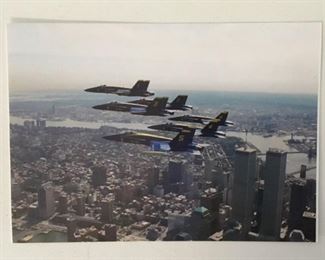 Color Photo of the Last Flight for the “Blue Angels” over The Twin Towers. Four Days later the Twin Towers were hit, September 11, 2001.