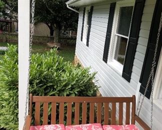 Beautiful addition to any porch, this beautiful three cushion porch swing.