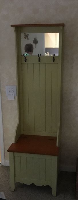 Tall Hall Closet with Seat and Storage, comes with a matching Corner Shelf Cabinet or may be purchase separately. Great Look for any room. Like New.