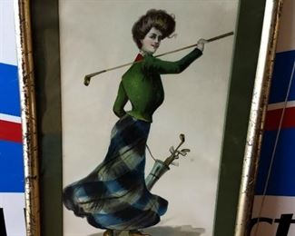 Early 1900s F. Earl Christy Print, Framed- Golf Girl