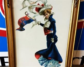 Early 1900s F. Earl Christy Print, Framed- Penn University Girl