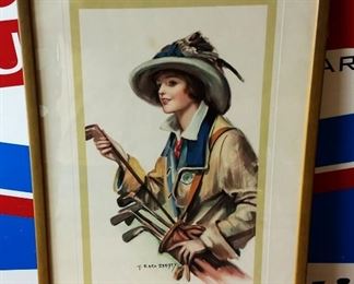 Early 1900s F. Earl Christy Print, Framed- Golf Girl