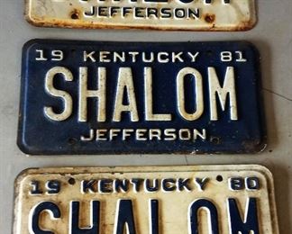 1980-82 Kentucky License Plate "Shalom"