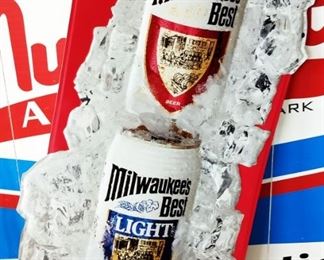 Die-cut Milwaukee's Best Beer Tin Sign