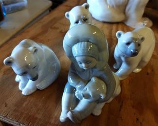 Vintage Lladro Porcelain Polar Bears