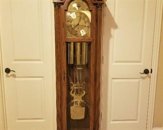 Pearl Grandfather clock commemorative University of Texas engraved on pendulum