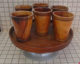 Wood Cups on Revolving Stand