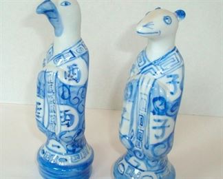 Chinese Calendar Rat and Rooster Blue and White Figures