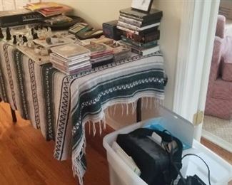 video games, dvds, chess sets