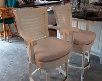 high back white wooden chairs
